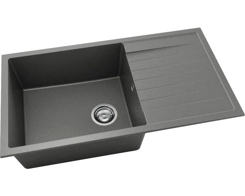 Chiuveta Bucatarie Cu O Cuva Fat Avangard 229 90x49 Cm, Cu Picurator, Fatgranit Basalt