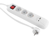 Prelungitor Electric 3 Prize + 1x Usb A + 1x Usb C 1, 5m 3680w, Alb, Cu Intrerupator