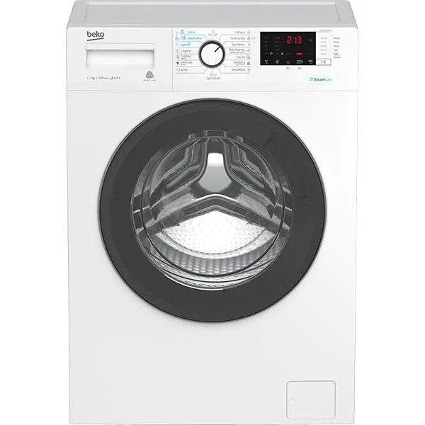 Masina de spalat rufe frontala BEKO WRE7512XAWU, SteamCure, 7kg, 1000rpm, Clasa A+++, alb