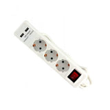 Prelungitor 3 prize STROHM,cu intrerupator,3x1.5mmp,2xUSB,alb