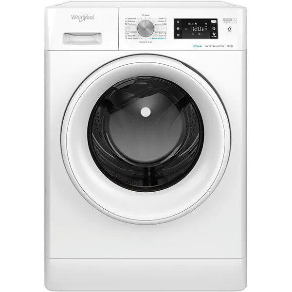 Masina de spalat rufe Whirlpool FreshCare+ FFB9458WVEE, 9 kg, 1400 RPM, Clasa B, Steam Refresh, Tehnologia al-6lea Simt, Motor Inverter, Alb