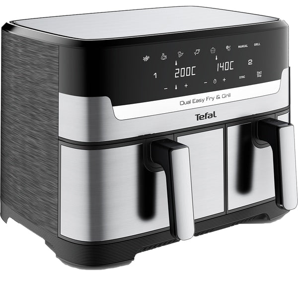 Friteuza, Tefal, Dual Easy Fry & Grill EY905D10, 8L, 2700W, 2 sertare, 8 programe automate