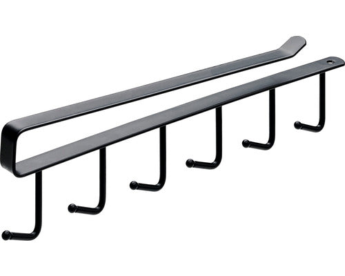 Cuier Pentru Polita Cu 6 Carlige Hettich Modern 265x72x15 Mm, Otel Vopsit Negru
