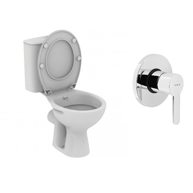Set Promo Vas WC cu functie de bideu 37x64 cm, Vidima Ulysse S, complet echipat, si bateria incastrata Nobili ABC