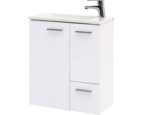 Set Matteo, Include Baza Lavoar si Lavoar Ceramic, 50 cm, Alb Creta