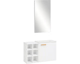 Set Mobilier Baie Frida, Include Baza Lavoar, Lavoar Ceramic Si Oglinda, Alb