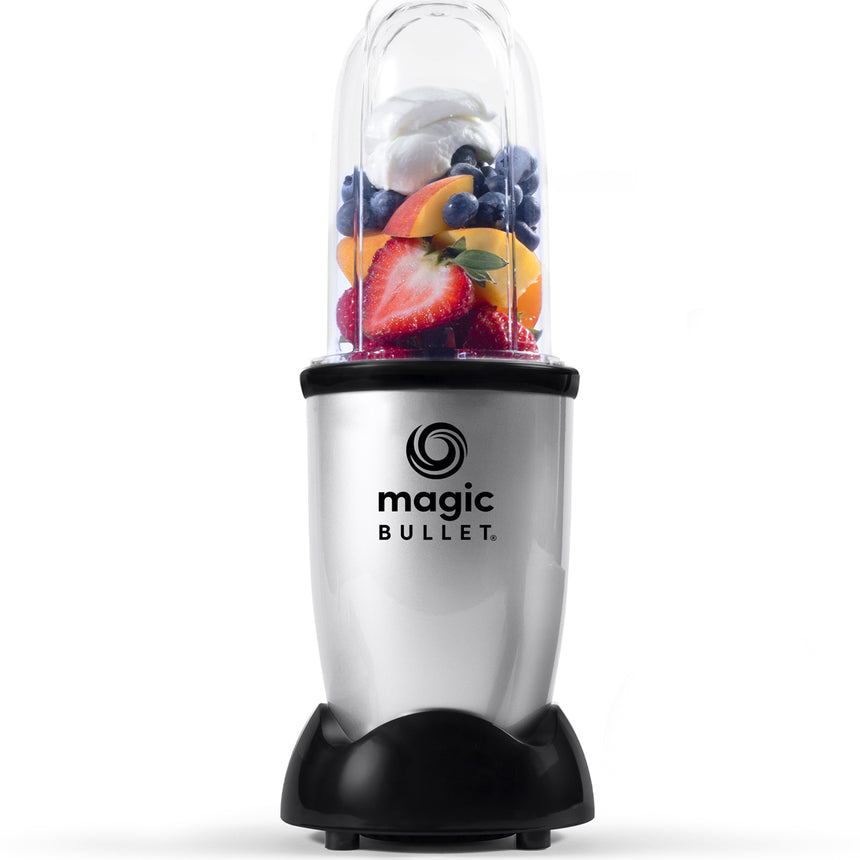 Blender Magic Bullet, 200 W, 1 viteza, cupa inalta 0.56l, cupa mica 0.355l, cana pentru transportare 0.56l, 8 accesorii, Argintiu