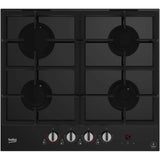 Plita incorporabila Beko HSLG64425ST, Gaz, 4 arzatoare, Gratar fonta, Arzator Wok, FlameAdjust, 60 cm, Sticla securizata