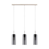 Pendul SELVINO, EGLO, E27, 3x15W, otel, nichel mat, sticla aburita, negru transparent, 110 x 71 x 10 cm, inaltime reglabila