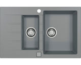 Pachet Chiuveta Bucatarie Alveus Cadit 70 Granital Gri + Baterie Monocomanda Kati + Dozator Sapun + Suport Scurgator