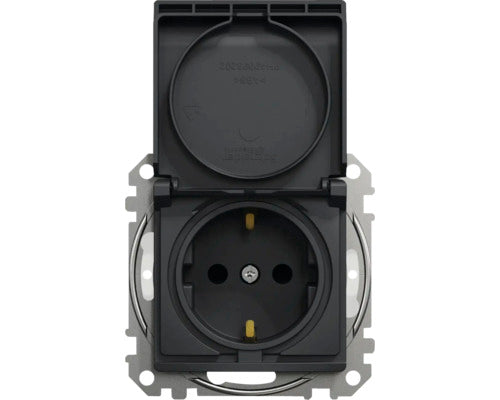 Priza 2p+e Simpla Schneider Sedna Design, Capac De Protectie Ip44, Obturatoare Antracit