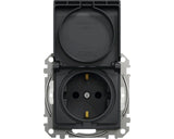 Priza 2p+e Simpla Schneider Sedna Design, Capac De Protectie Ip44, Obturatoare Antracit
