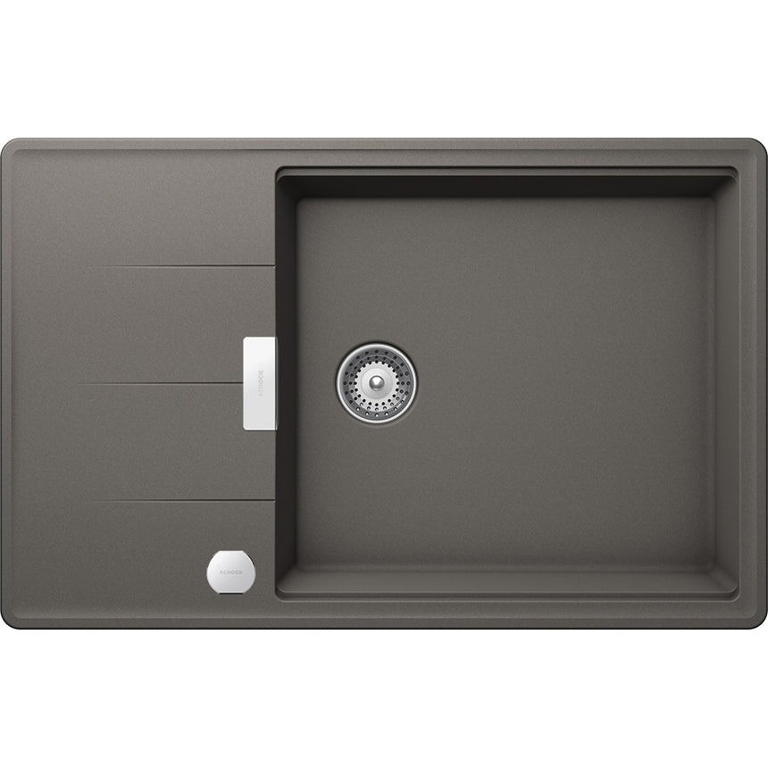 Chiuveta granit Schock Tia D-100LS Silverstone Cristadur 780 x 500 mm cu Sifon Automat, adancime cuva 198 mm, reversibila, montare pe blat