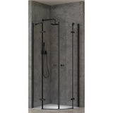 Paravan de dus semirotund Belform Infinity 27CB2824, 2 usi batante, geam 6mm, clar, profil negru mat, 80x80x200 cm