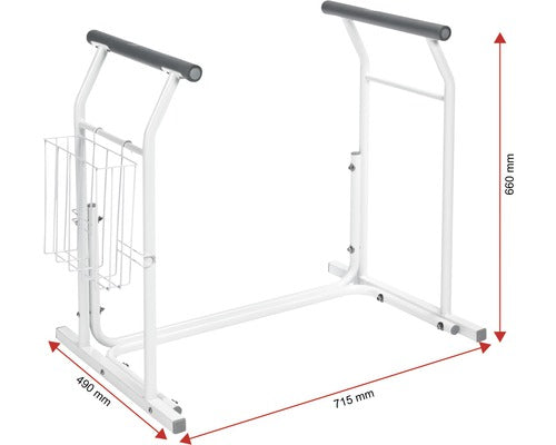 Cadru mobil ajutator pentru baie Ridder, cu cos depozitare, alb