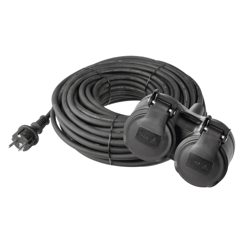Tub prelungitor, Emos, cauciuc, 10M, 2 prize, schuko, IP44 (P0701)