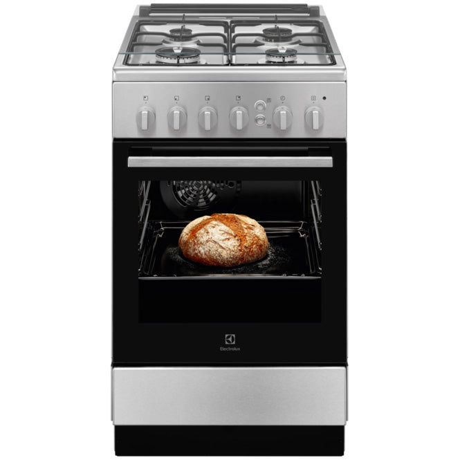 Aragaz Electrolux LKG504000X, Gaz, 4 arzatoare, Autocuratare catalitica, Aprindere integrata plita, Grill gaz, 50 cm, Inox