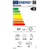 Masina de spalat rufe incorporabila SHARP ES-NIB814BWNA-EE, Steam+,8 kg, 1400rpm, AllergySmart, Clasa A, Alba