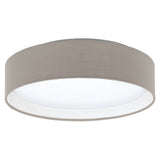 Plafoniera Pasteri, EGLO, LED, 11W echivalent 68W, 950 lm, 3000K, lumina calda, otel, alb, material textil, taupe, 32 x 9 cm, IP20