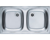 Chiuveta bucatarie cu 2 cuve ALVEUS Basic 160 Leinen, 78x43,5 cm, fara picurator, inox