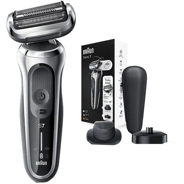 Set Aparat de ras BRAUN Series 7 70-S4200, Acumulator, Autonomie 50 min, Argintiu