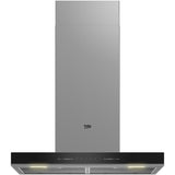 Hota incorporabila decorativa Beko BHCB66641BBHS, Putere de absorbtie 710 mc/h, Senzor de temperatura, Lumina ajustabila, Electronic Touchcontrol, Avertizare curatare/inlocuire filtru, Panou sticla, Negru