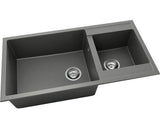 Chiuveta Bucatarie Cu 2 Cuve Fat Avangard 235 95x49 Cm, Fara Picurator, Reversibila, Fatgranit Basalt