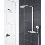 Sistem de dus cu termostat Grohe SmartControl 360 Mono, montare aparenta, butoane push&turn, 3 functii, para dus inclusa, CoolTouch, anti-calcar, crom