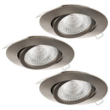 Set 3 spoturi incastrate Eglo Tedo 1 95359, GU10, 3x5W, 400 lm, A++, lumina alba calda (3000K), aluminiu, Nichel Mat