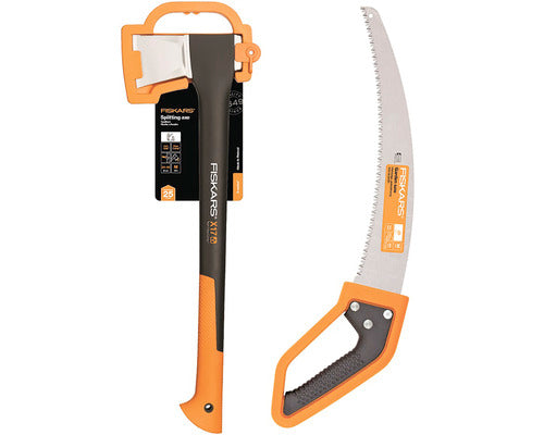 Set Fiskars Topor Pentru Despicat X17 Si Fierastrau Sw37