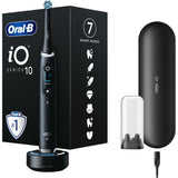 Periuta de dinti electrica Oral-B iO10 cu incarcator iOSense, Tehnologie Magnetica si Micro-Vibratii, Inteligenta artificiala, Display led, Senzor de presiune Smart, 7 moduri, 1 capat, Suport rezerve, Trusa de calatorie cu incarcator, Negru