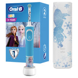 Periuta de dinti electrica Oral-B Vitality Frozen pentru copii 7600 oscilatii/min, Curatare 2D, 2 programe, 1 capat, 4 stickere incluse, Trusa de calatorie, Albastru