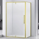 Cabina de dus dreptunghiulara reversibila Belform Fortuna 100x80x195 cm, sticla securizata transparenta, usa glisanta, profil auriu
