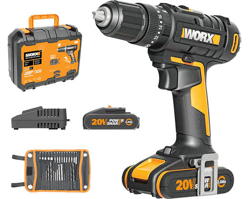 Masina De Gaurit Cu Percutie Worx Wx370 20v Max. 50nm, Incl. 2 Acumulatori