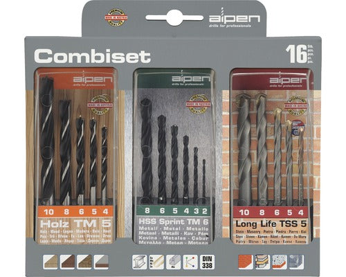 Set Burghie Lemn, Metal Si Zidarie Alpen Ø2-10 Mm, 16 Piese