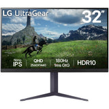 Monitor Gaming LED Nano IPS LG UltraGear™ 31.5", QHD (2560x1440), 180Hz, 1ms, AMD FreeSync™, NVIDIA G-Sync™ Compatible, HDR 10, DCI-P3 98%, HDMI, DisplayPort, Jack, USB, Pivot, VESA, negru