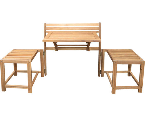 Set Mobilier Balcon Multifunctional Garden Place Amber Lemn Acacia 3 Piese 2 Locuri