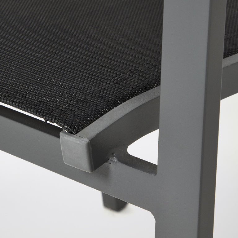 Scaun de gradina Barbana, metalic, cadru din aluminiu negru, culoare negru, 56 x 86 x 59 cm
