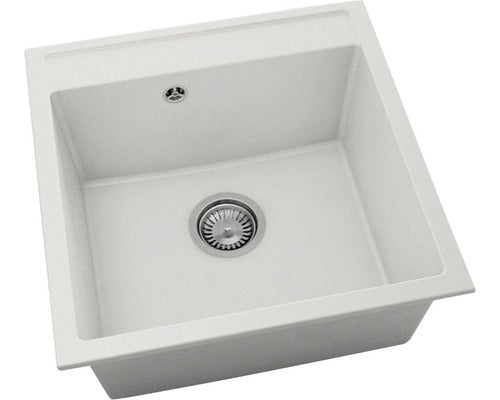 Chiuveta Bucatarie Cu O Cuva Fat Avangard 225 51x51 Cm, Fara Picurator, Fatgranit Pure White