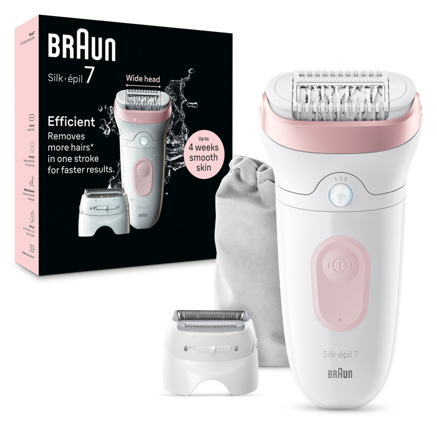 Set Epilator, Braun, Silk·epil 7, Alb/Roz