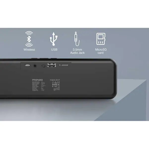 Boxa Portabila PROMATE Capsule-2, Bluetooth, MicroSD, Negru