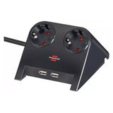 Prelungitor Brennenstuhl Desktop Power, 2 prize, 2xUSB-A 2.10 A, IP20, H05VV-F 3G1.5, 1.8m, negru