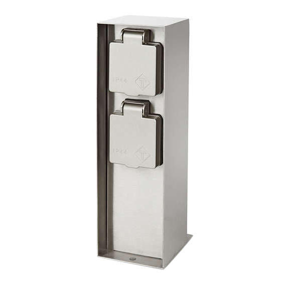 Priza pentru exterior Philips myGarden Rock, impamantare laterala, IP44, Inox