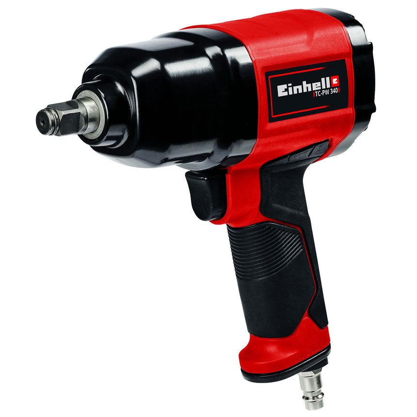 Pistol insurubat pneumatic cu impact pentru compresor Einhell TC-PW 340, 6.3 bar presiune maxima, 142 l/min consum aer, 340 Nm + 8 tubulare