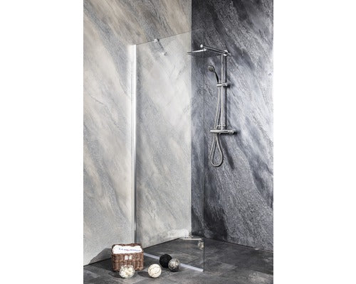 Parte fixa dus Sanotechnik Sanoflex 75-77x195 cm, sticla transparenta anticalcar, profil crom
