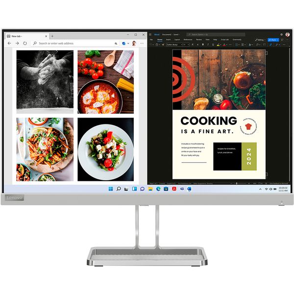Monitor LED IPS LENOVO L24i-40, 23.8", Full HD, 100Hz, AMD FreeSync, Argintiu, Clasa E