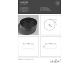 Lavoar Rotund Jungborn Amion, Montaj pe Blat, 40 cm, Negru Mat