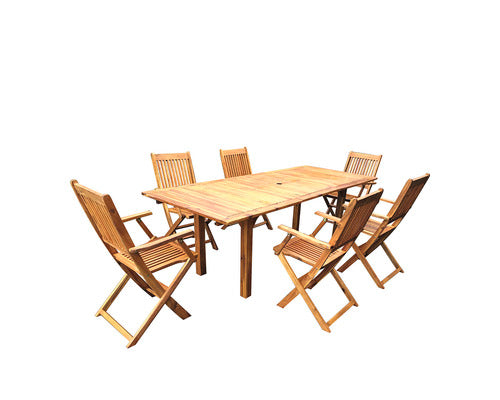 Set Mobilier Gradina Alagon Lemn 7 Piese 6 Locuri Maro