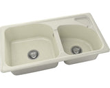 Chiuveta Bucatarie Cu 2 Cuve Fat Classic 204 90x49 Cm, Fara Picurator, Cu Sapuniera, Granixit Silver Stone