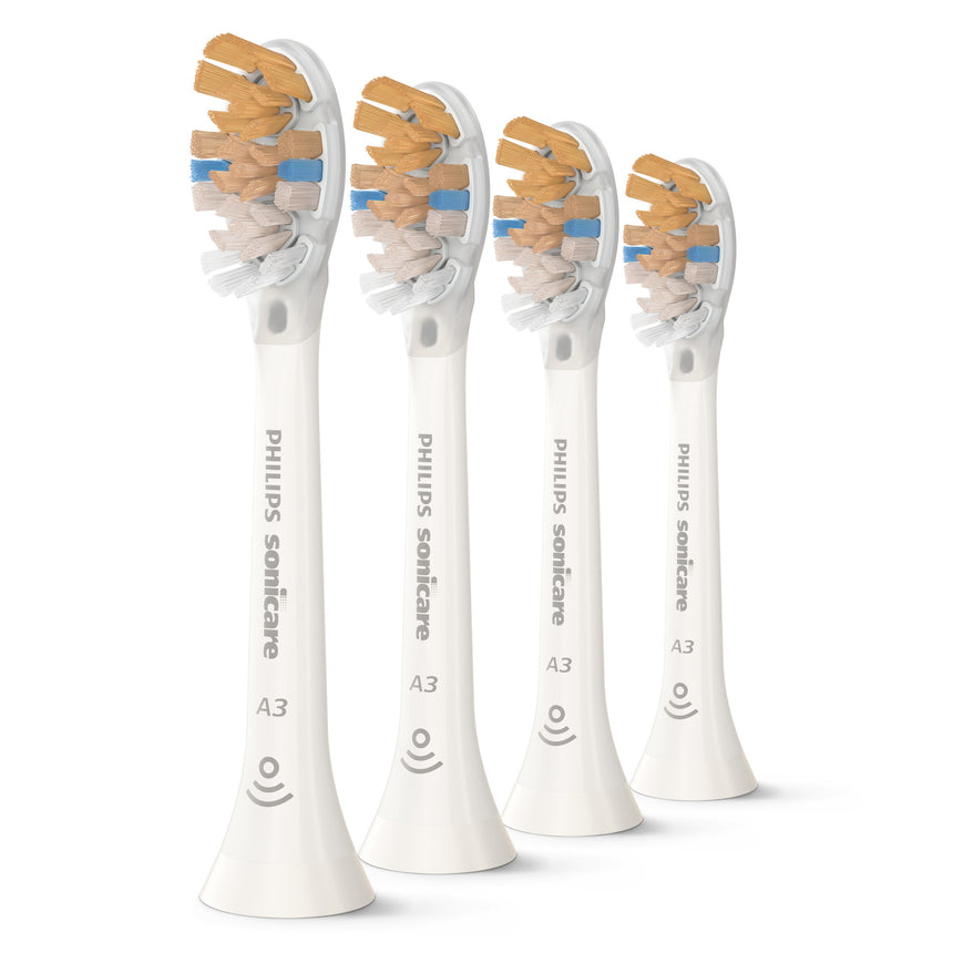 Rezerve Philips Sonicare A3 Premium All in One HX9094/10, pachet de 4 capete de periere standard, sincronizarea modurilor BrushSync, alb